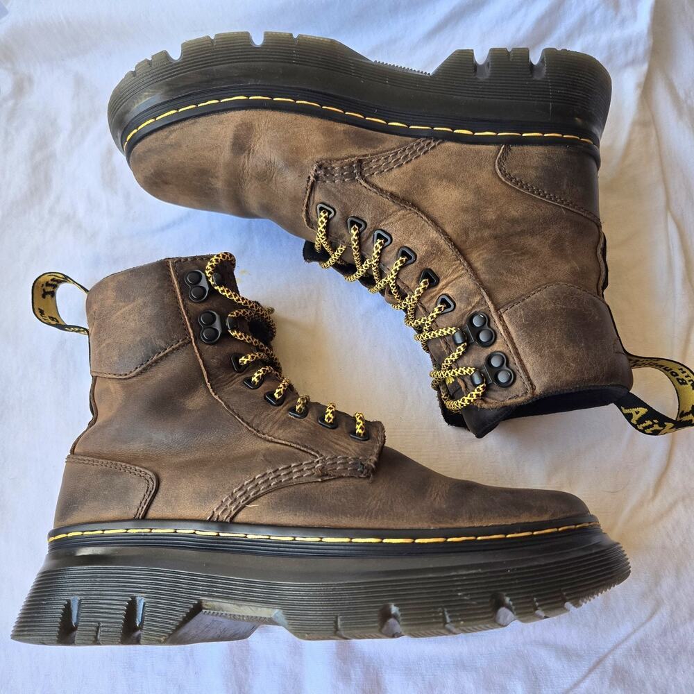 Dr Martens Tarik Brown Crazy Horse Leather Platform Boots Size Men's 7/Women's 8 - Picture 4 of 12